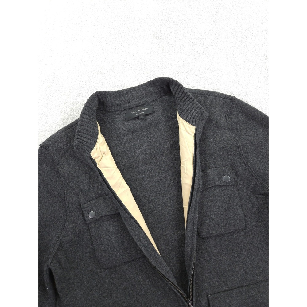 Rag Bone Wool Jacket Mens Large Full Zip Utility Field Snap Button - Picture 3 of 7